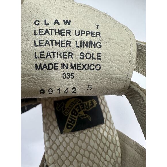 Freebird by Steven Rare Claw Python Snake Heel Sandals Strappy Cream Size 7 EUC - Picture 10 of 16